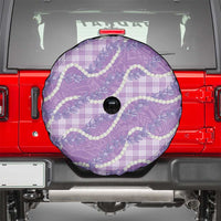 Purple Hawaii Palaka Honohono Pikake Spare Tire Cover Hawaiian Orchid Lei Polynesian Pattern - Polynesian Pride