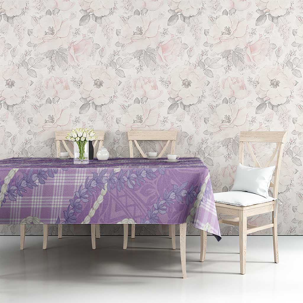 Purple Hawaii Palaka Honohono Pikake Tablecloth Hawaiian Orchid Lei Polynesian Pattern - Polynesian Pride