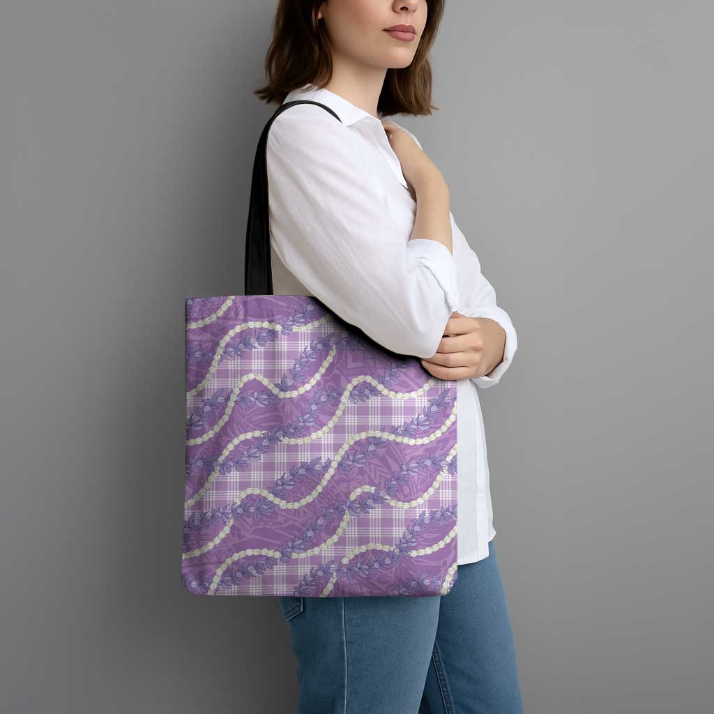Purple Hawaii Palaka Honohono Pikake Tote Bag Hawaiian Orchid Lei Polynesian Pattern - Polynesian Pride