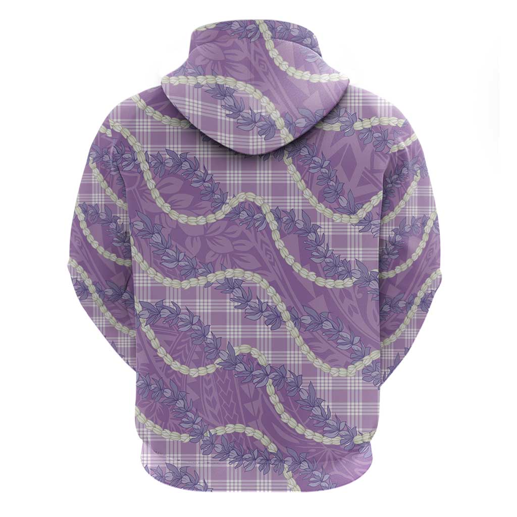 Purple Hawaii Palaka Honohono Pikake Zip Hoodie Hawaiian Orchid Lei Polynesian Pattern - Polynesian Pride