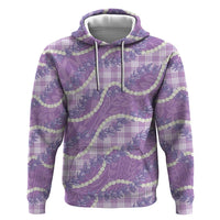 Purple Hawaii Palaka Honohono Pikake Zip Hoodie Hawaiian Orchid Lei Polynesian Pattern - Polynesian Pride