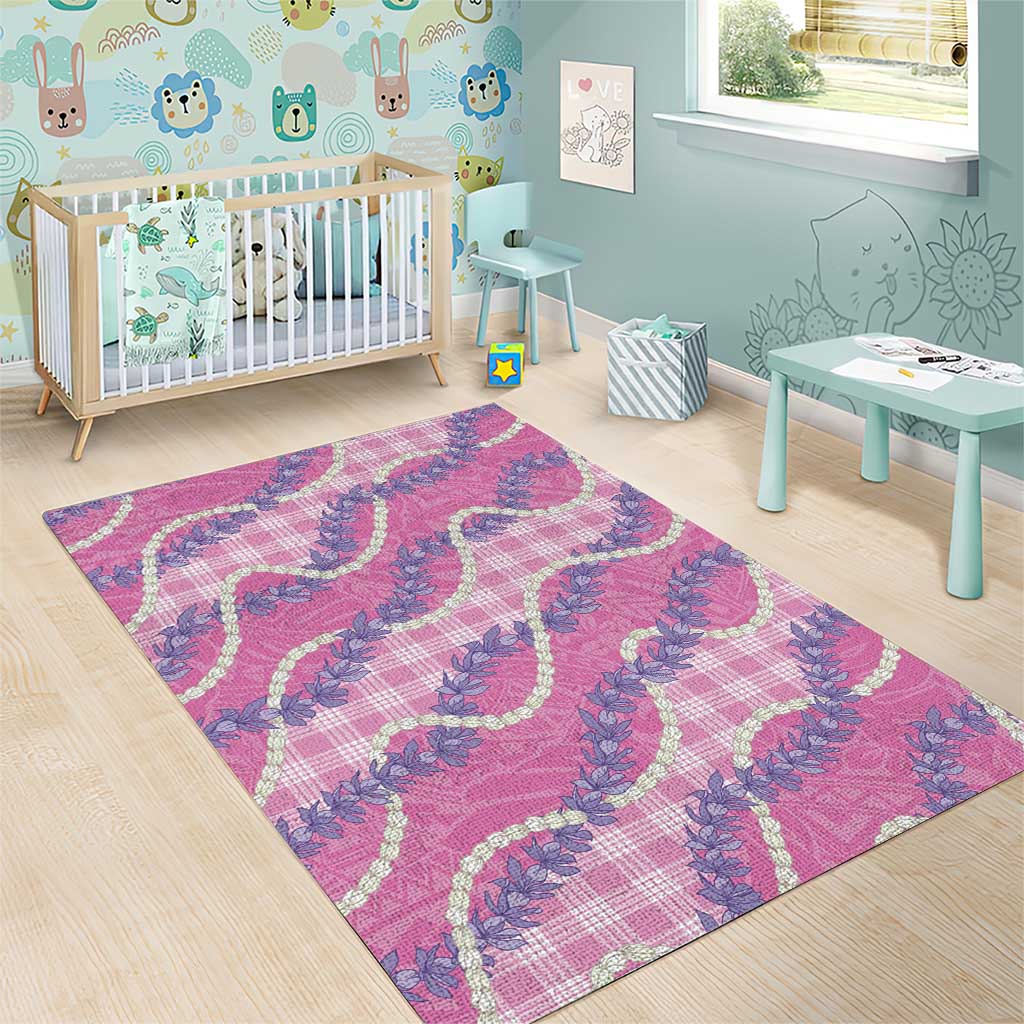 Pink Hawaii Palaka Honohono Pikake Area Rug Hawaiian Orchid Lei Polynesian Pattern - Polynesian Pride