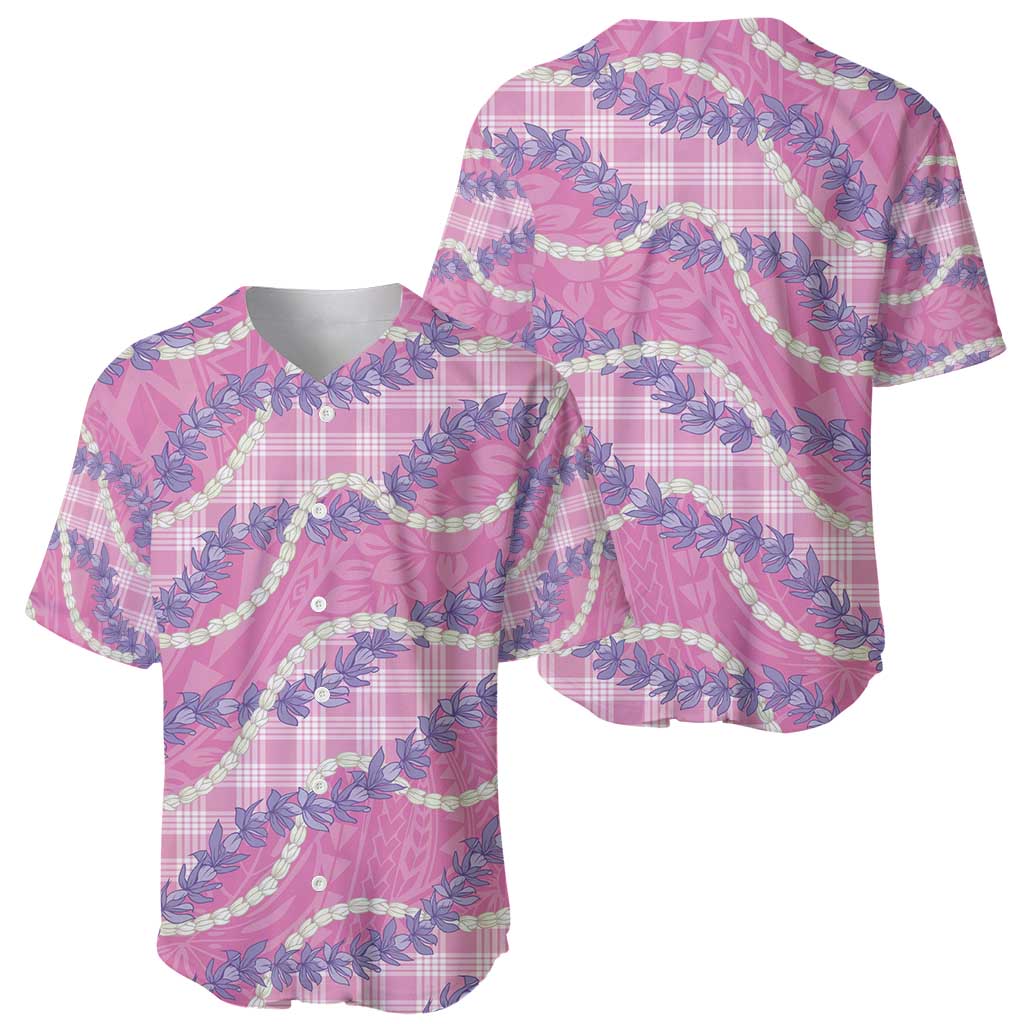 Pink Hawaii Palaka Honohono Pikake Baseball Jersey Hawaiian Orchid Lei Polynesian Pattern - Polynesian Pride
