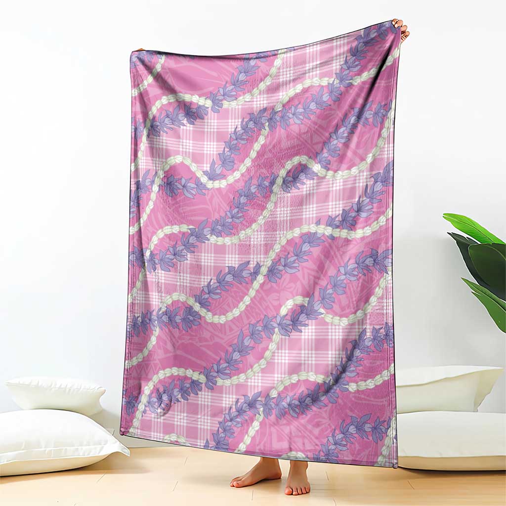 Pink Hawaii Palaka Honohono Pikake Blanket Hawaiian Orchid Lei Polynesian Pattern - Polynesian Pride