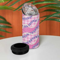 Pink Hawaii Palaka Honohono Pikake 4 in 1 Can Cooler Tumbler Hawaiian Orchid Lei Polynesian Pattern - Polynesian Pride