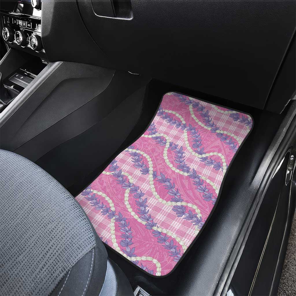 Pink Hawaii Palaka Honohono Pikake Car Mats Hawaiian Orchid Lei Polynesian Pattern - Polynesian Pride