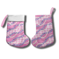 Pink Hawaii Palaka Honohono Pikake Christmas Stocking Hawaiian Orchid Lei Polynesian Pattern - Polynesian Pride