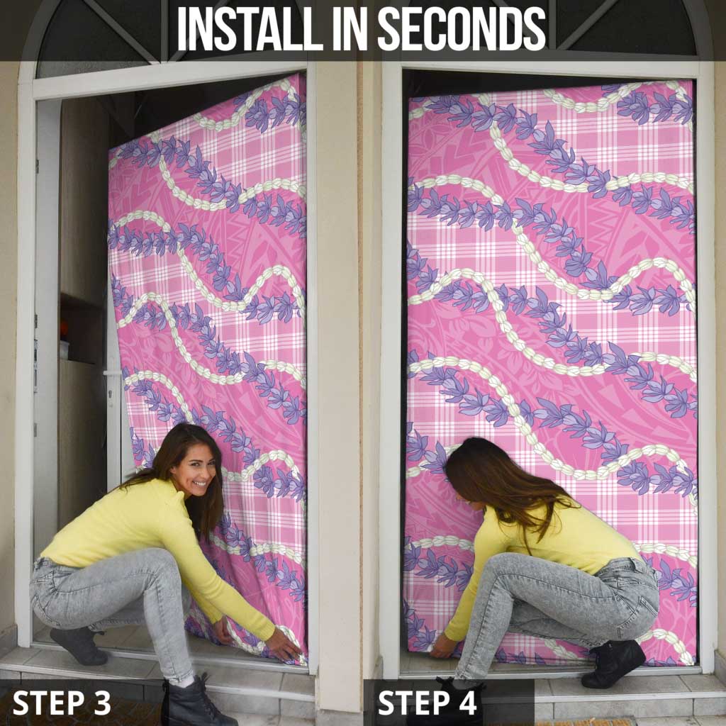 Pink Hawaii Palaka Honohono Pikake Door Cover Hawaiian Orchid Lei Polynesian Pattern - Polynesian Pride