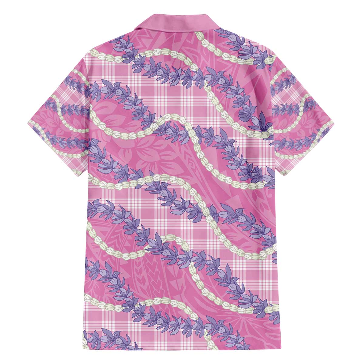 Pink Hawaii Palaka Honohono Pikake Family Matching Off The Shoulder Long Sleeve Dress and Hawaiian Shirt Hawaiian Orchid Lei Polynesian Pattern - Polynesian Pride