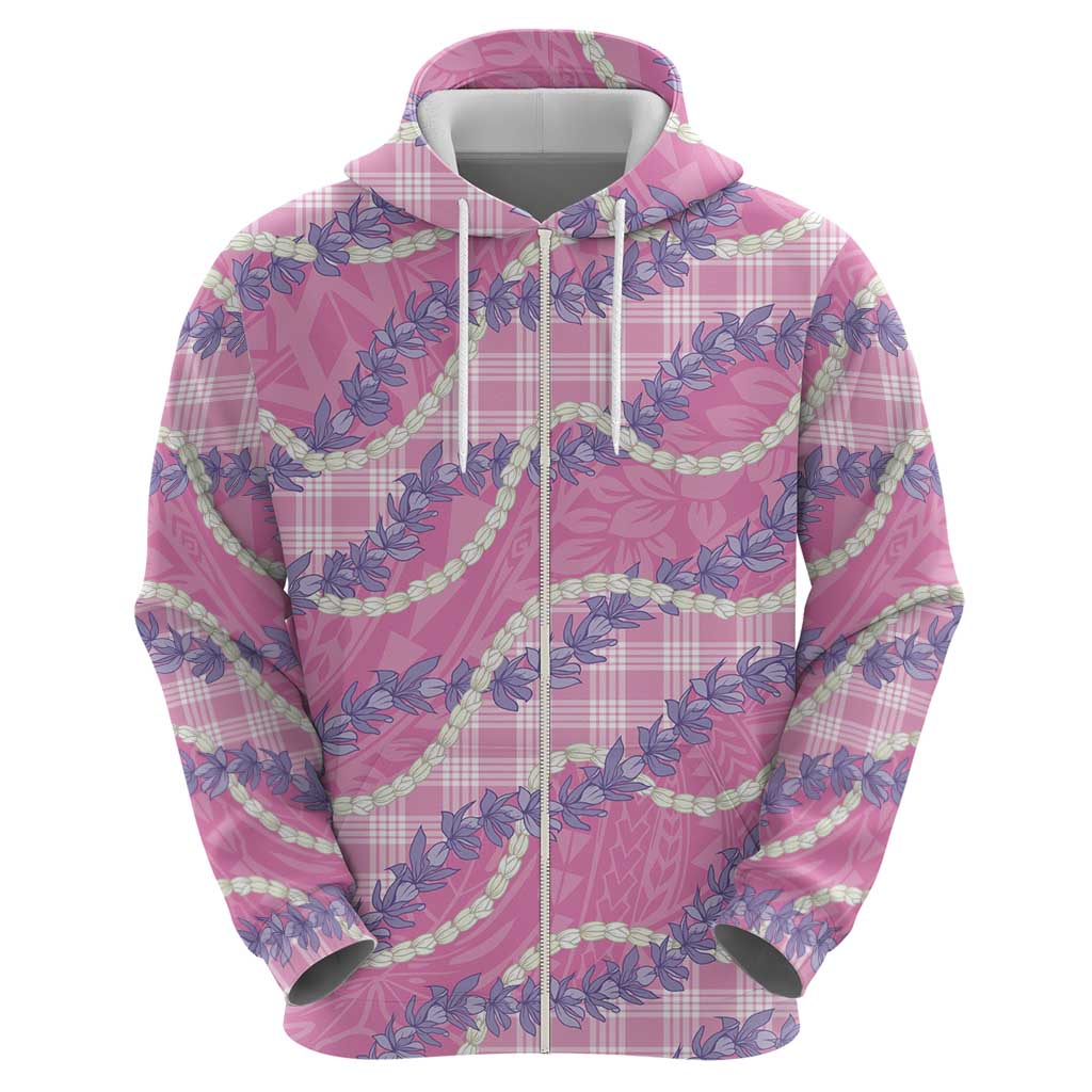 Pink Hawaii Palaka Honohono Pikake Hoodie Hawaiian Orchid Lei Polynesian Pattern - Polynesian Pride