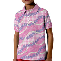 Pink Hawaii Palaka Honohono Pikake Kid Polo Shirt Hawaiian Orchid Lei Polynesian Pattern - Polynesian Pride