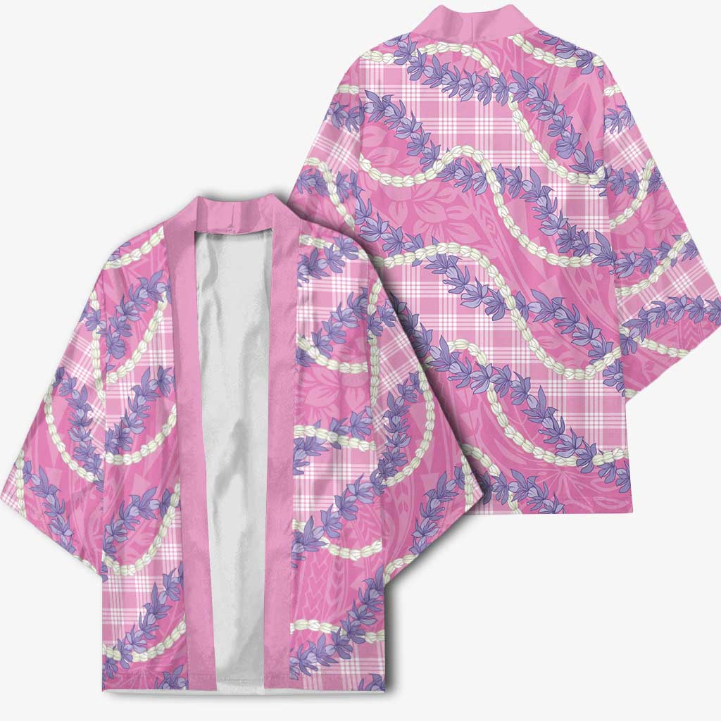Pink Hawaii Palaka Honohono Pikake Kimono Hawaiian Orchid Lei Polynesian Pattern - Polynesian Pride