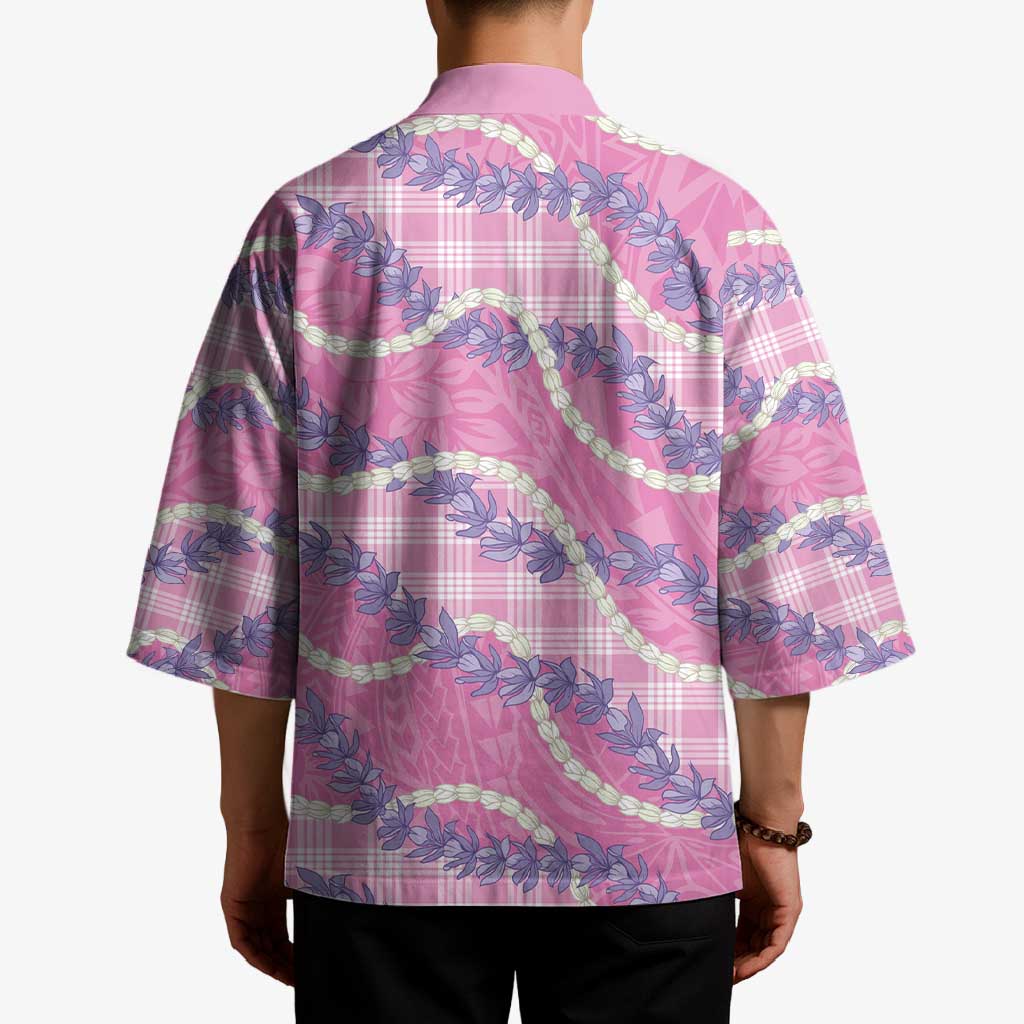 Pink Hawaii Palaka Honohono Pikake Kimono Hawaiian Orchid Lei Polynesian Pattern - Polynesian Pride
