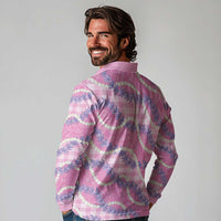 Pink Hawaii Palaka Honohono Pikake Long Sleeve Polo Shirt Hawaiian Orchid Lei Polynesian Pattern - Polynesian Pride