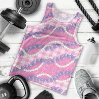 Pink Hawaii Palaka Honohono Pikake Men Tank Top Hawaiian Orchid Lei Polynesian Pattern - Polynesian Pride