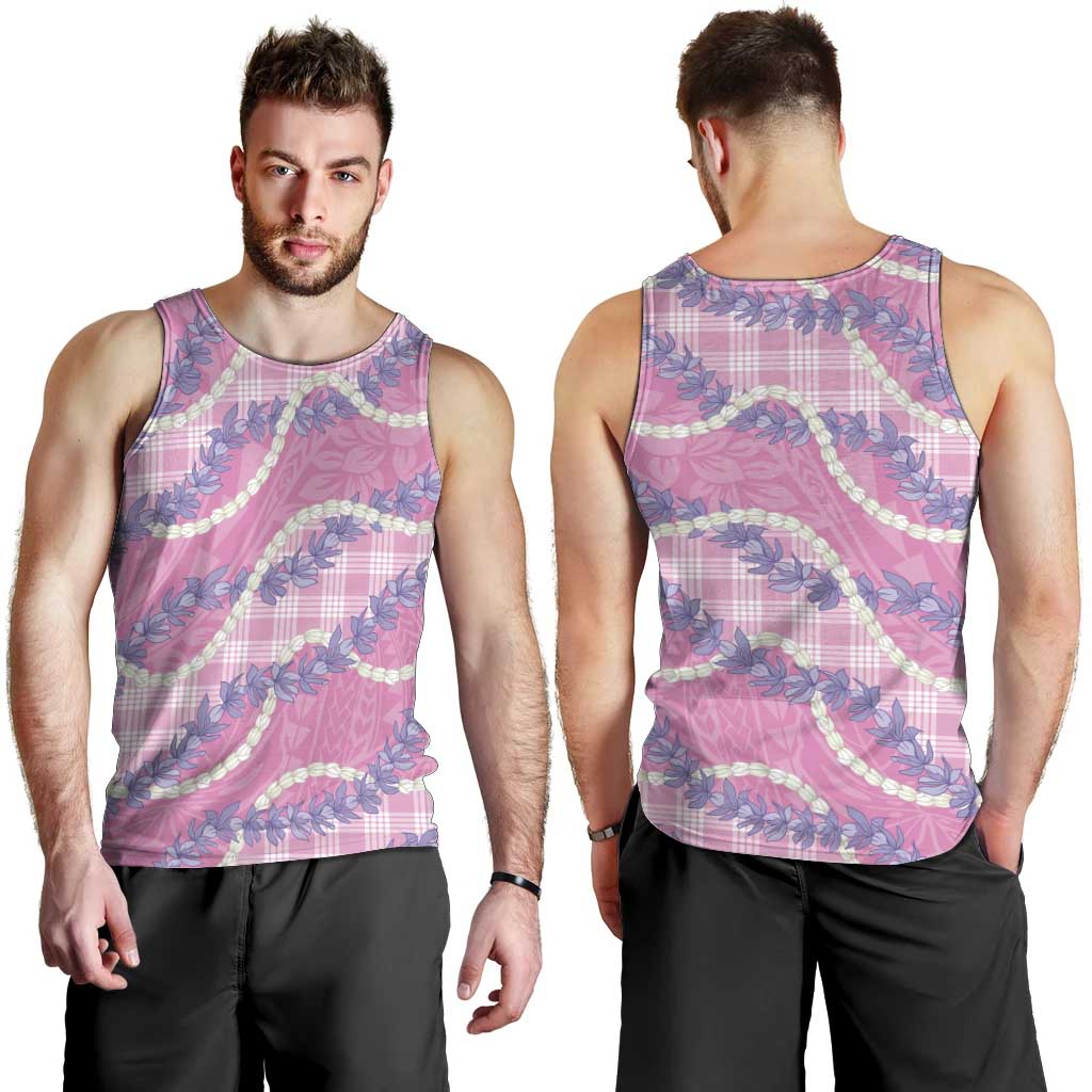 Pink Hawaii Palaka Honohono Pikake Men Tank Top Hawaiian Orchid Lei Polynesian Pattern - Polynesian Pride