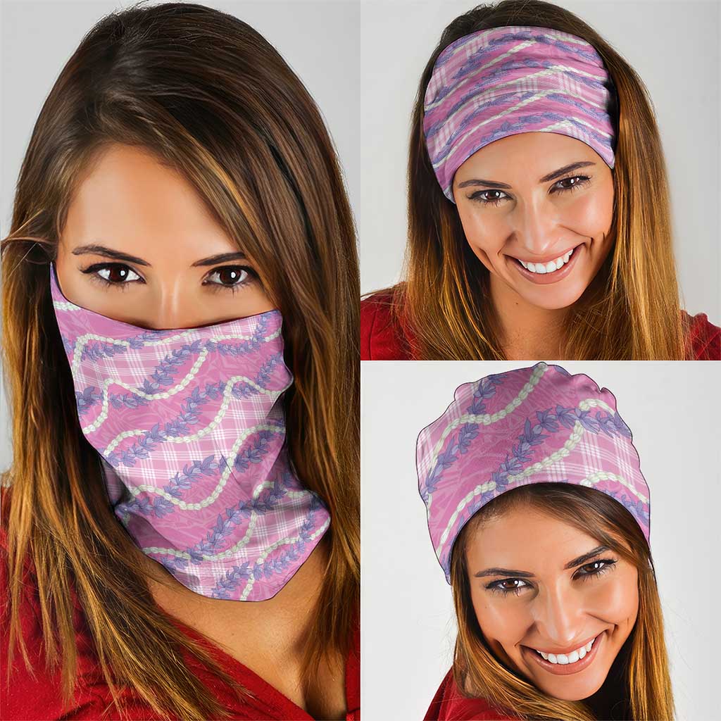 Pink Hawaii Palaka Honohono Pikake Neck Gaiter Hawaiian Orchid Lei Polynesian Pattern - Polynesian Pride