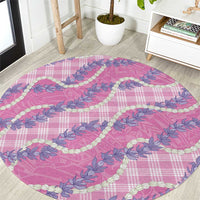 Pink Hawaii Palaka Honohono Pikake Round Carpet Hawaiian Orchid Lei Polynesian Pattern - Polynesian Pride