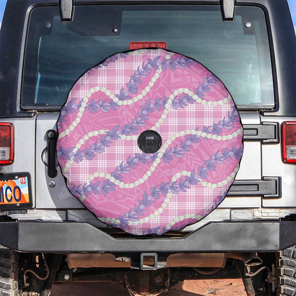 Pink Hawaii Palaka Honohono Pikake Spare Tire Cover Hawaiian Orchid Lei Polynesian Pattern - Polynesian Pride