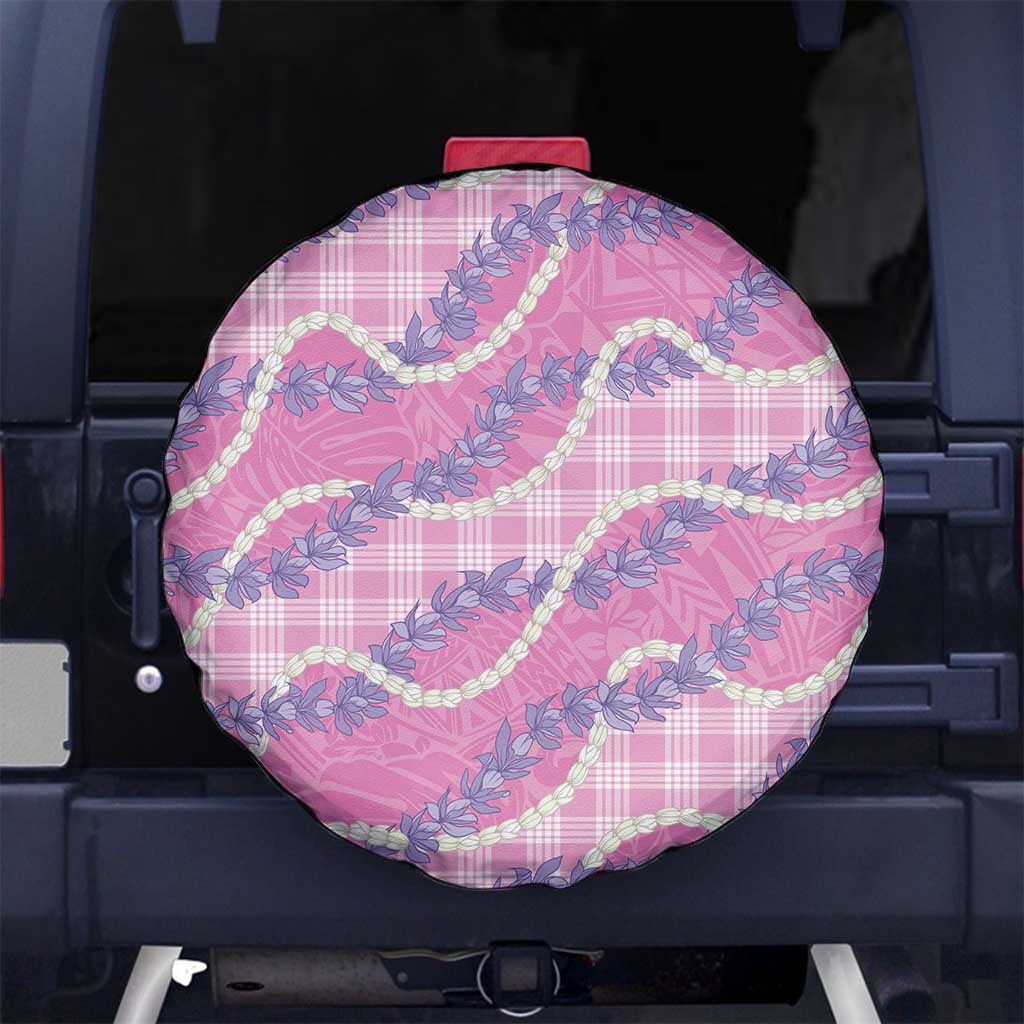 Pink Hawaii Palaka Honohono Pikake Spare Tire Cover Hawaiian Orchid Lei Polynesian Pattern - Polynesian Pride