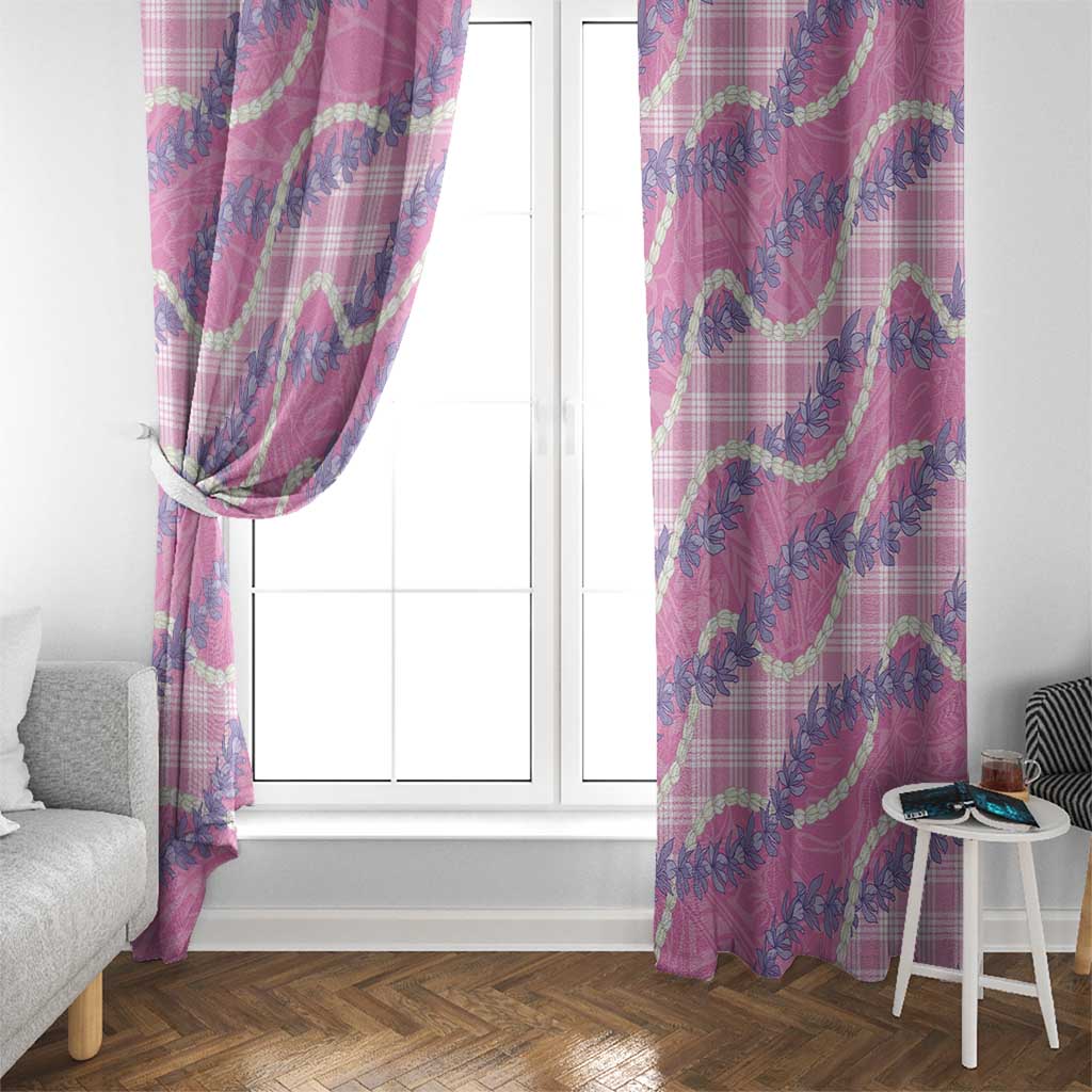 Pink Hawaii Palaka Honohono Pikake Window Curtain Hawaiian Orchid Lei Polynesian Pattern - Polynesian Pride