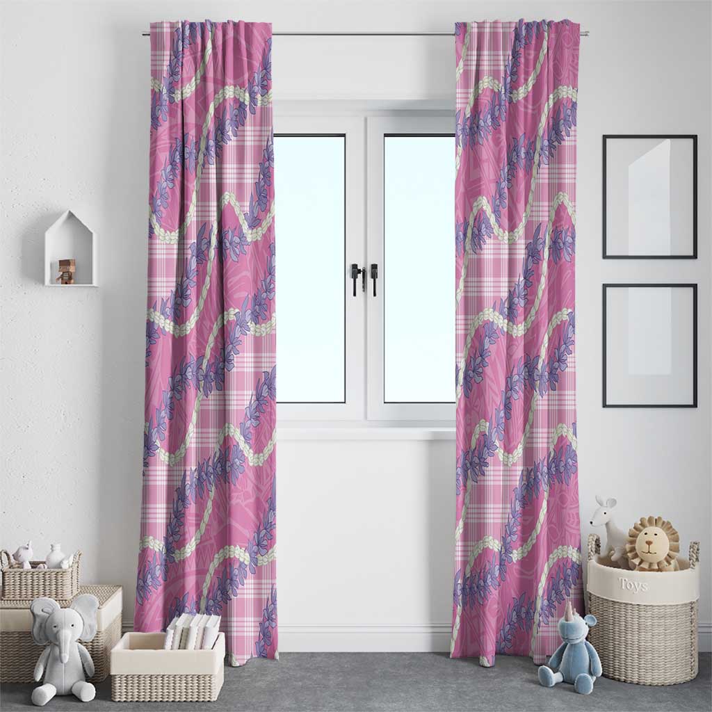 Pink Hawaii Palaka Honohono Pikake Window Curtain Hawaiian Orchid Lei Polynesian Pattern - Polynesian Pride