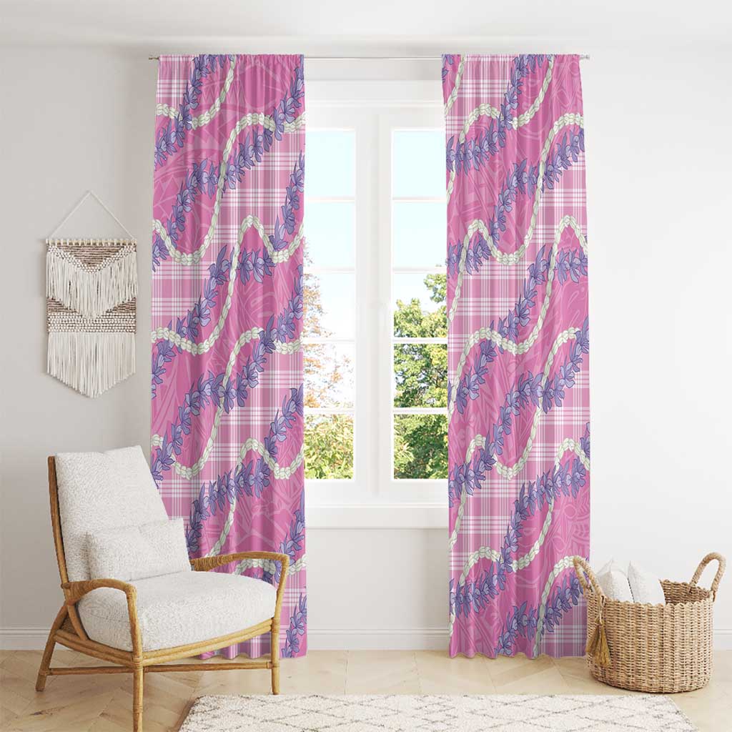 Pink Hawaii Palaka Honohono Pikake Window Curtain Hawaiian Orchid Lei Polynesian Pattern - Polynesian Pride