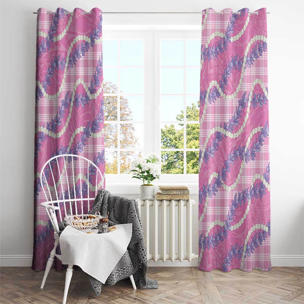 Pink Hawaii Palaka Honohono Pikake Window Curtain Hawaiian Orchid Lei Polynesian Pattern - Polynesian Pride