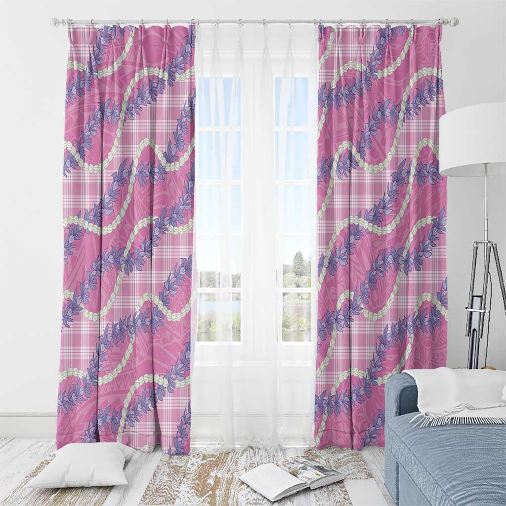 Pink Hawaii Palaka Honohono Pikake Window Curtain Hawaiian Orchid Lei Polynesian Pattern - Polynesian Pride