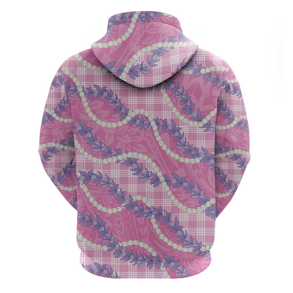 Pink Hawaii Palaka Honohono Pikake Zip Hoodie Hawaiian Orchid Lei Polynesian Pattern - Polynesian Pride