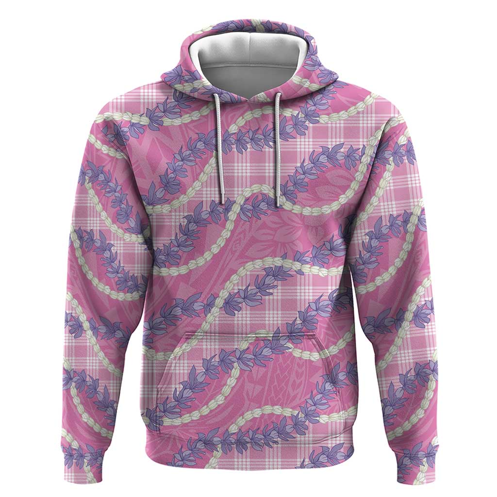 Pink Hawaii Palaka Honohono Pikake Zip Hoodie Hawaiian Orchid Lei Polynesian Pattern - Polynesian Pride