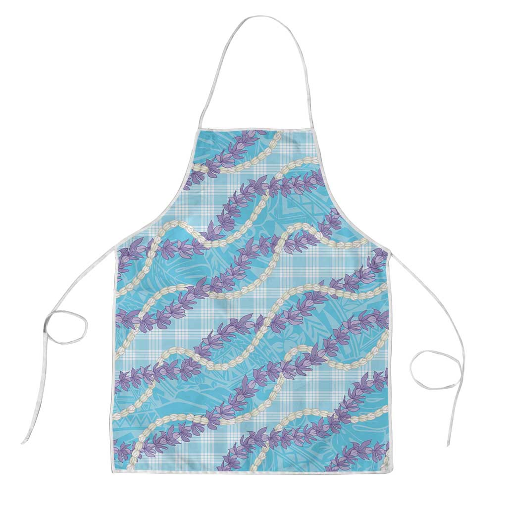 Blue Hawaii Palaka Honohono Pikake Apron Hawaiian Orchid Lei Polynesian Pattern - Polynesian Pride