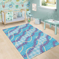 Blue Hawaii Palaka Honohono Pikake Area Rug Hawaiian Orchid Lei Polynesian Pattern - Polynesian Pride