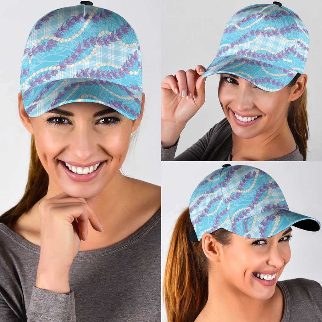 Blue Hawaii Palaka Honohono Pikake Classic Cap Hawaiian Orchid Lei Polynesian Pattern - Polynesian Pride