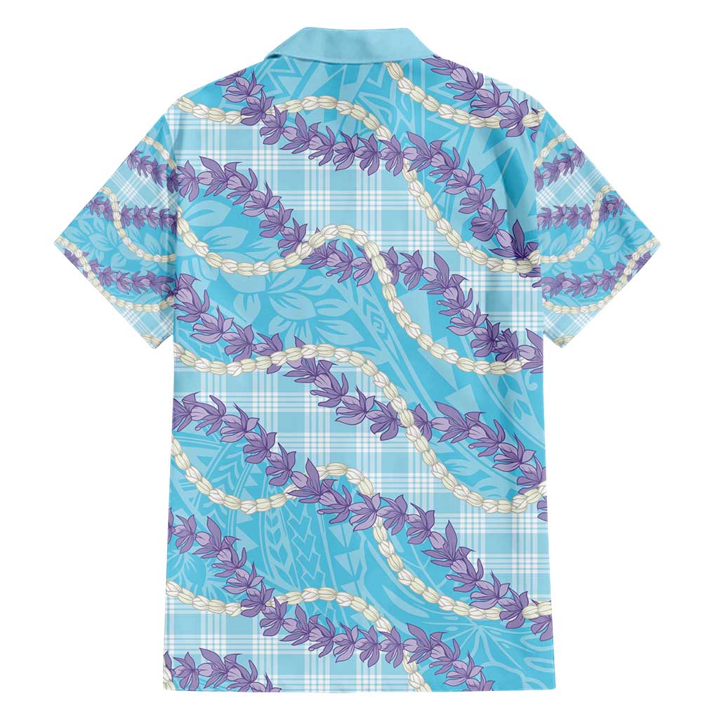 Blue Hawaii Palaka Honohono Pikake Hawaiian Shirt Hawaiian Orchid Lei Polynesian Pattern - Polynesian Pride