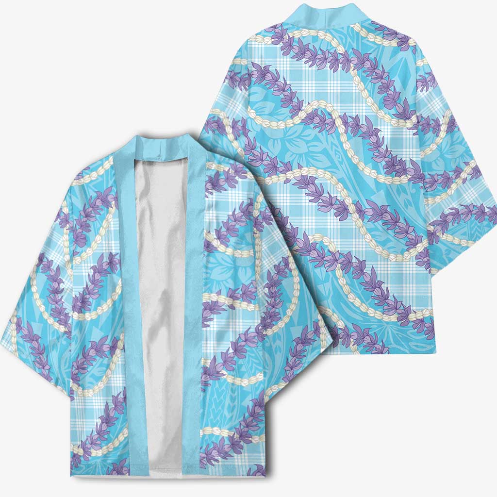 Blue Hawaii Palaka Honohono Pikake Kimono Hawaiian Orchid Lei Polynesian Pattern - Polynesian Pride