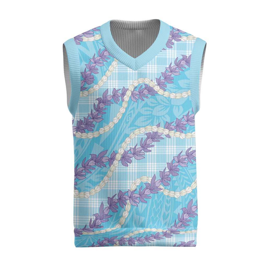 Blue Hawaii Palaka Honohono Pikake Christmas Knitted V-Neck Vest Hawaiian Orchid Lei Polynesian Pattern LT14 Blue - Polynesian Pride