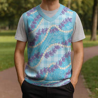 Blue Hawaii Palaka Honohono Pikake Christmas Knitted V-Neck Vest Hawaiian Orchid Lei Polynesian Pattern LT14 - Polynesian Pride