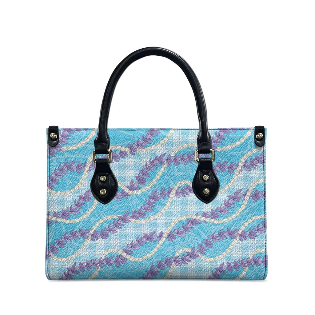 Blue Hawaii Palaka Honohono Pikake Leather Bag Hawaiian Orchid Lei Polynesian Pattern - Polynesian Pride