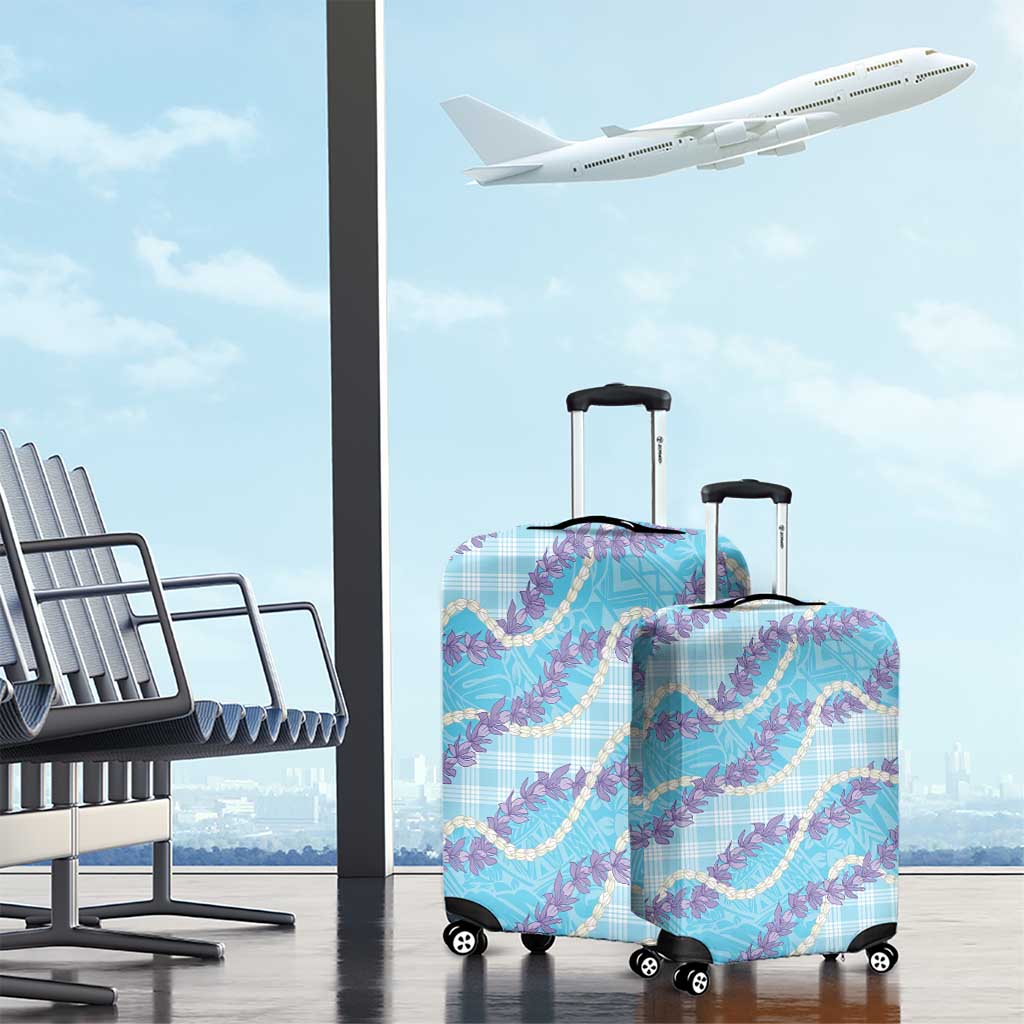 Blue Hawaii Palaka Honohono Pikake Luggage Cover Hawaiian Orchid Lei Polynesian Pattern - Polynesian Pride