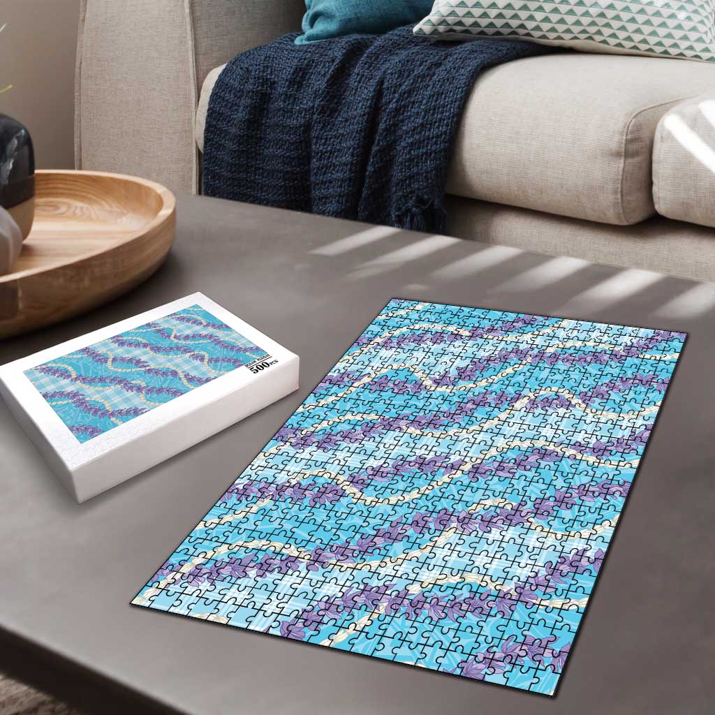Blue Hawaii Palaka Honohono Pikake Puzzle Hawaiian Orchid Lei Polynesian Pattern - Polynesian Pride