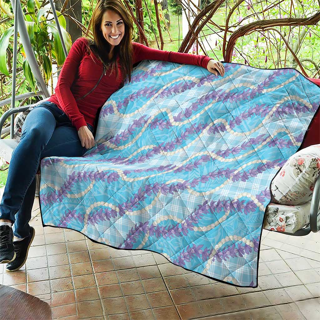 Blue Hawaii Palaka Honohono Pikake Quilt Hawaiian Orchid Lei Polynesian Pattern - Polynesian Pride