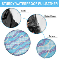 Blue Hawaii Palaka Honohono Pikake Spare Tire Cover Hawaiian Orchid Lei Polynesian Pattern - Polynesian Pride