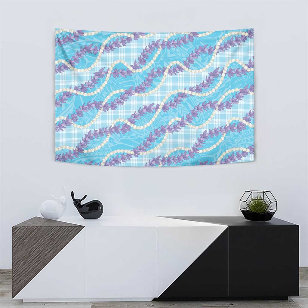 Blue Hawaii Palaka Honohono Pikake Tapestry Hawaiian Orchid Lei Polynesian Pattern - Polynesian Pride