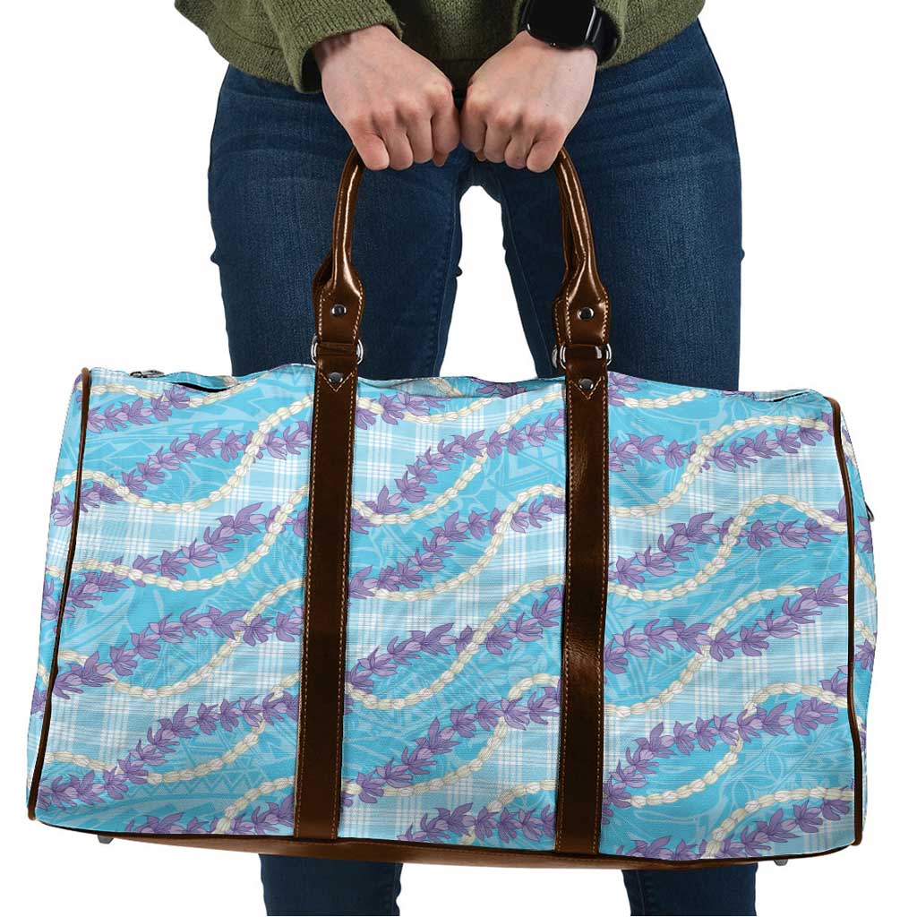 Blue Hawaii Palaka Honohono Pikake Travel Bag Hawaiian Orchid Lei Polynesian Pattern - Polynesian Pride