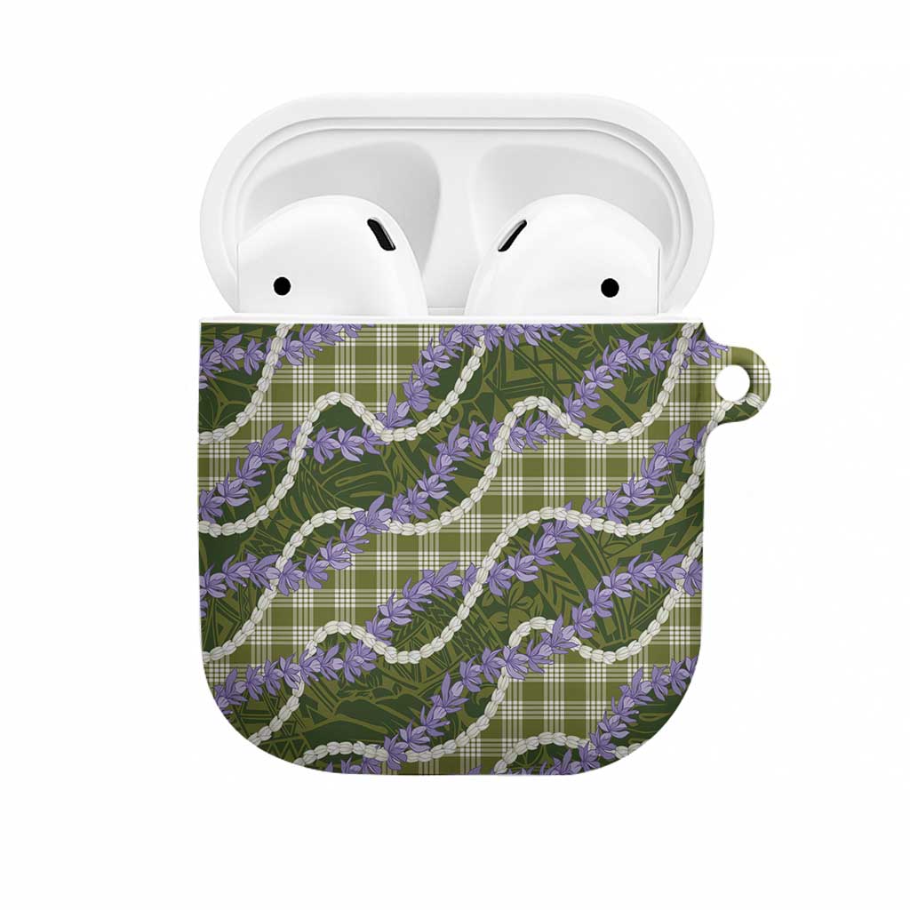 Green Hawaii Palaka Honohono Pikake AirPods Case Hawaiian Orchid Lei Polynesian Pattern - Polynesian Pride