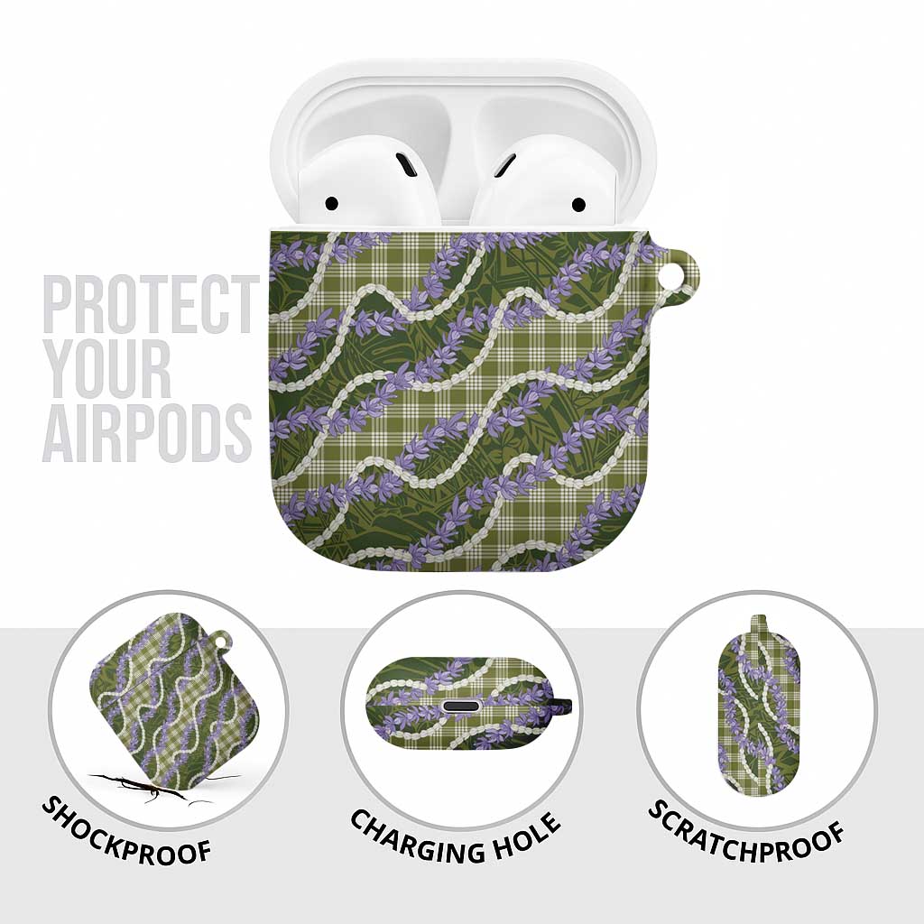 Green Hawaii Palaka Honohono Pikake AirPods Case Hawaiian Orchid Lei Polynesian Pattern - Polynesian Pride