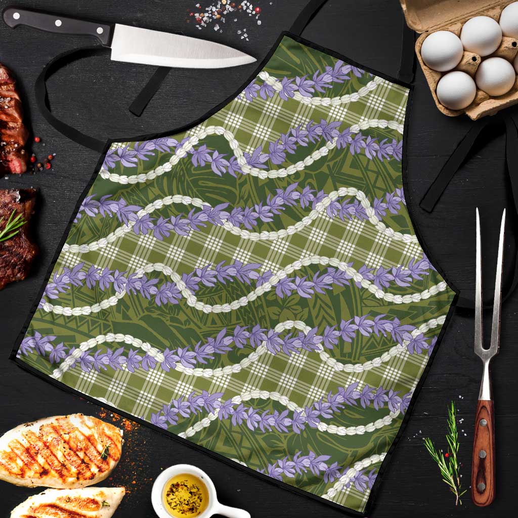 Green Hawaii Palaka Honohono Pikake Apron Hawaiian Orchid Lei Polynesian Pattern - Polynesian Pride