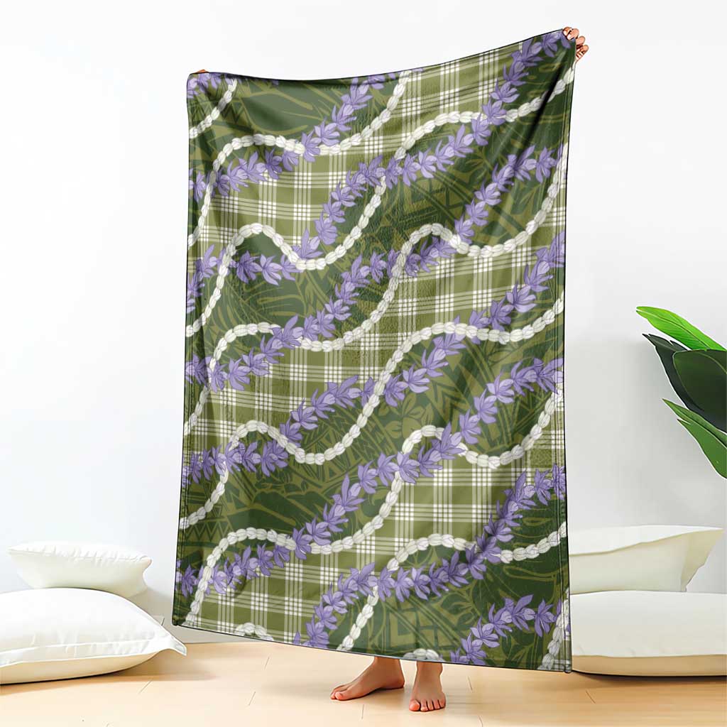 Green Hawaii Palaka Honohono Pikake Blanket Hawaiian Orchid Lei Polynesian Pattern - Polynesian Pride