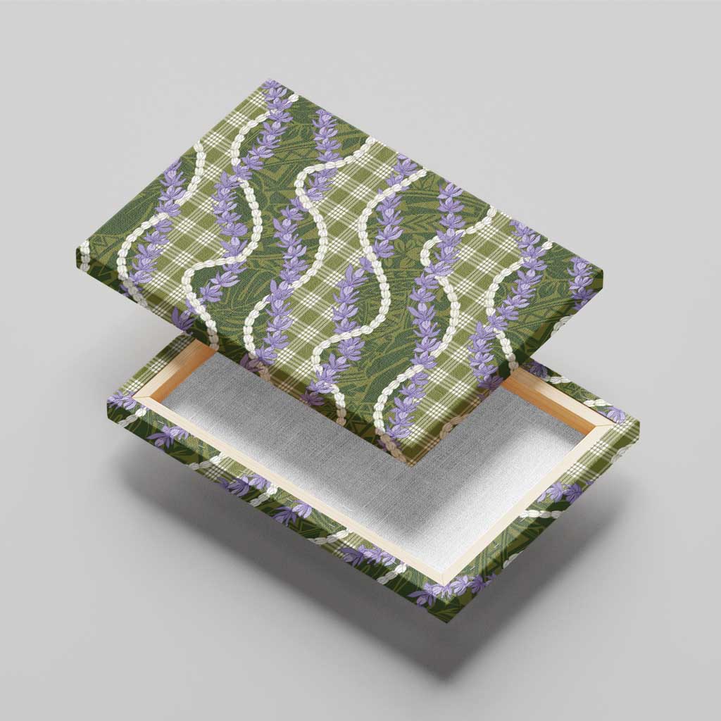 Green Hawaii Palaka Honohono Pikake Canvas Wall Art Hawaiian Orchid Lei Polynesian Pattern - Polynesian Pride